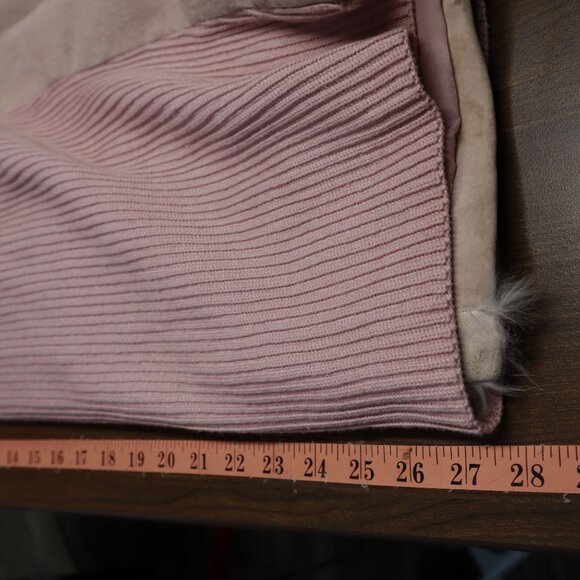Nygard Collection Rabbit Fur Suede Sweater Jacket Womens L Bubblegum Pink Winter - Picture 12 of 15